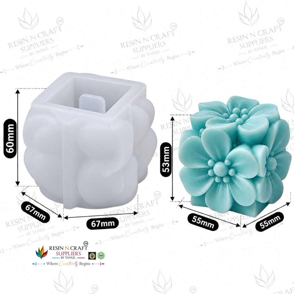 Flower Cube Silicone Candle Mould – 3D Handmade Flower Cube Mould (RHM0046M)