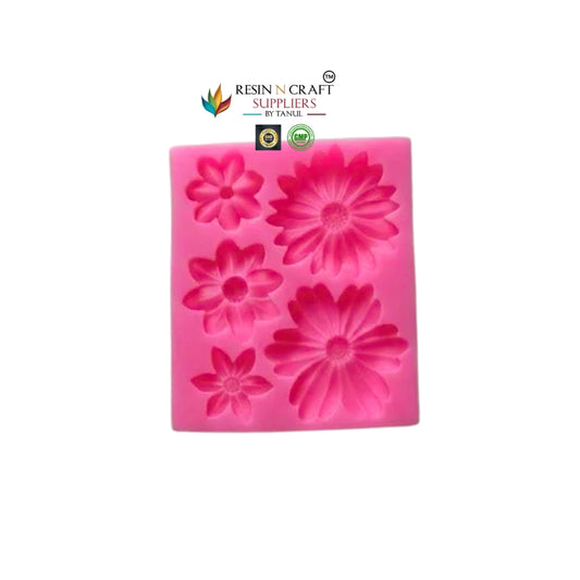 Daisy Flower 5 Cavity Silicone Mold – Multi Size Candle & Resin Art Mold (RHBR39-03M)