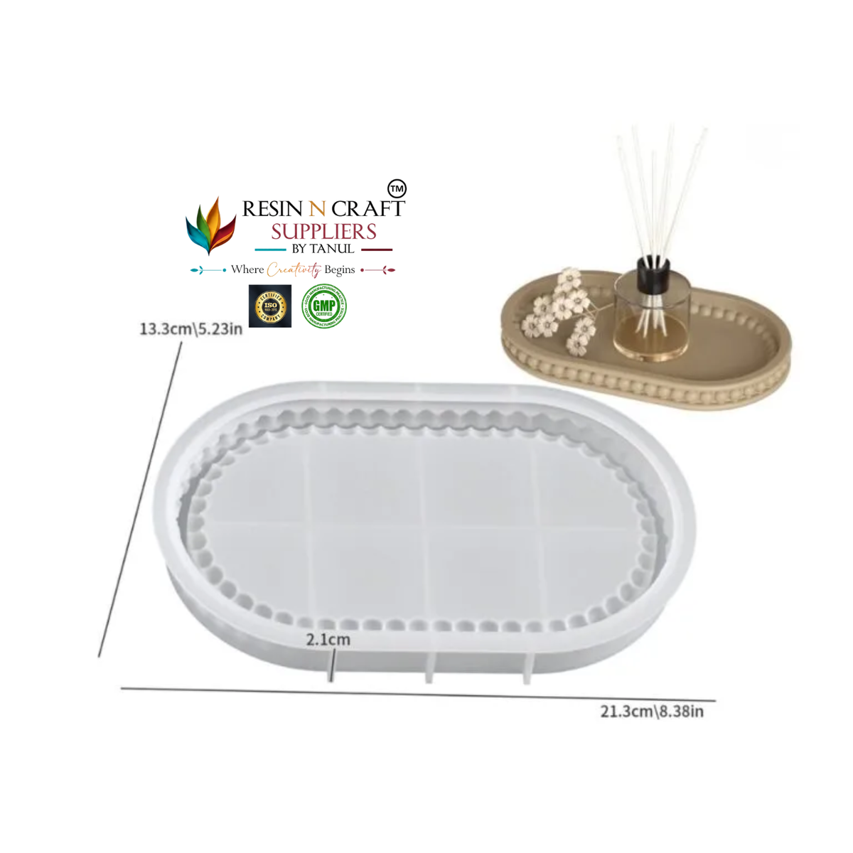 Small Oval Tray with Beaded Border Silicone Mould – RRM0368M