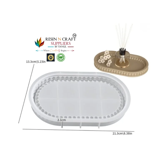 Small Oval Tray with Beaded Border Silicone Mould – RRM0368M