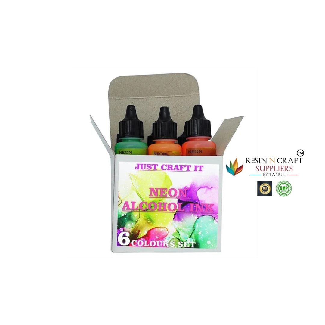 Neon Alcohol Ink – 10g Each | Pack of 6 Colors & Single Colors Available