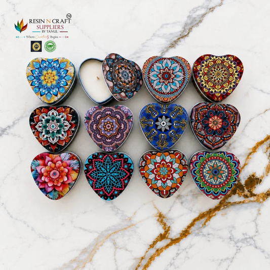 Heart Mandala Art Tin Jar For Candle (RWX326T)
