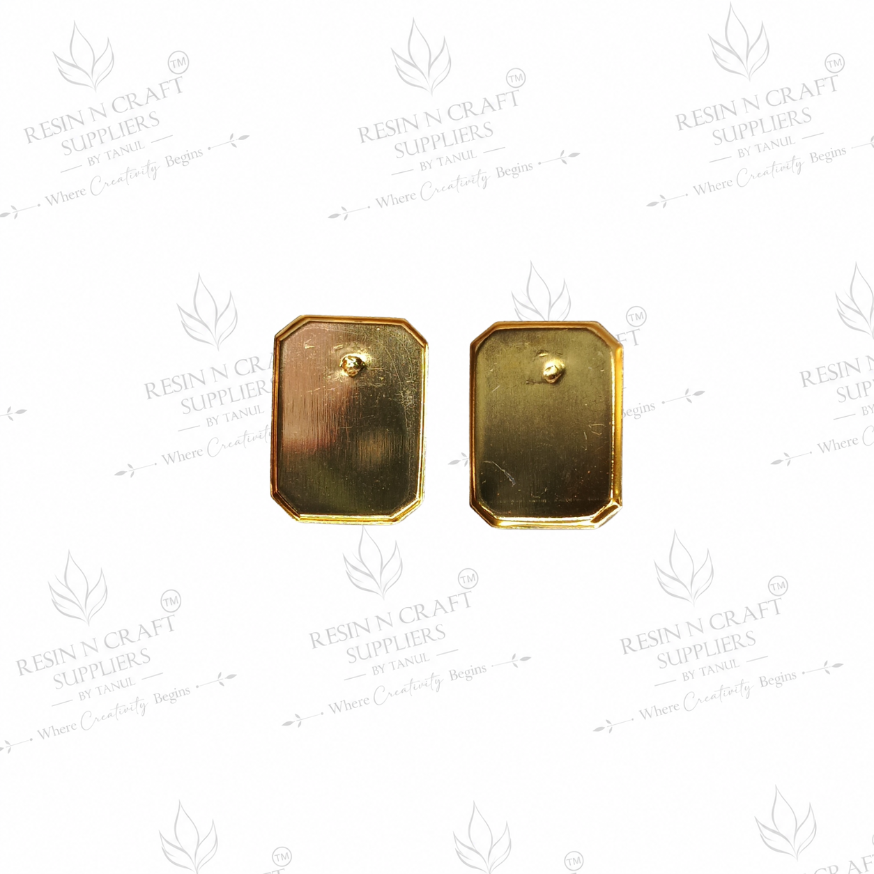 Gold Plated Rectangle Stud Earrings Base | 1.8 cm