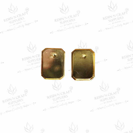 Gold Plated Rectangle Stud Earrings Base | 1.8 cm