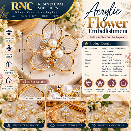 Acrylic Flower Embellishment – Premium Decorative Craft Accessory / Colourful Plastic Flower