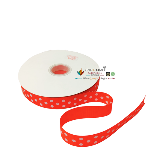 Red Polka Dot Grosgrain Ribbon Roll – 90 Meter (3 CM Width)