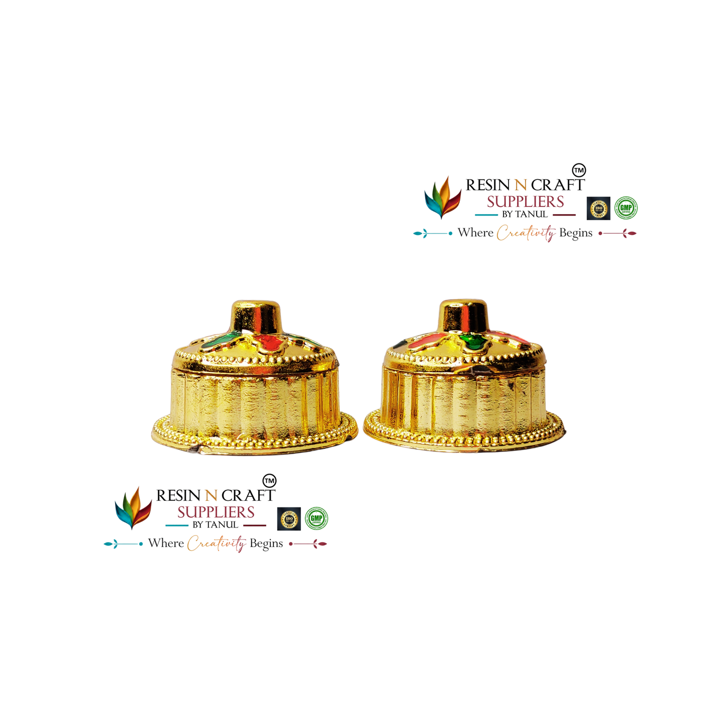 Round Big Katori / Kumkum Vati / Kum Kum Bowl / Decorative Bowl with Cap (Design 3)