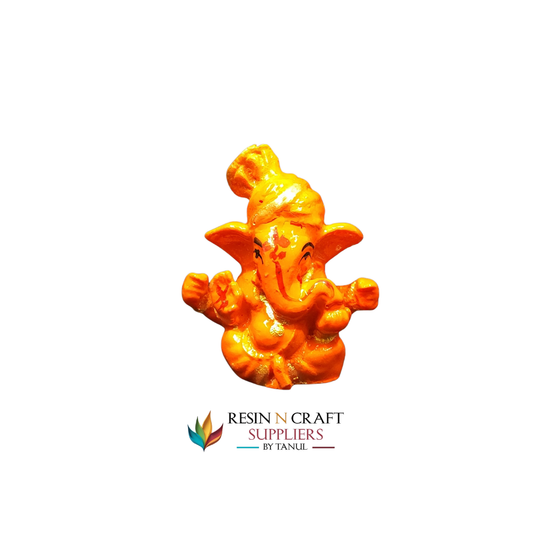 Miniature Orange Lord Ganesha Idol (Seated)