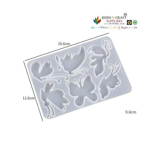 6-in-1 Butterfly Silicone Mould for Resin Art & DIY Crafts – 16.6 × 11.8 cm (RSM1366M)