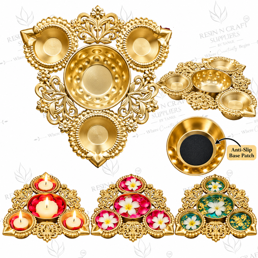 Metal Urli Premium Golden Diya Candle Holder | Decorative Tealight Holder for Candle Art & Diwali Décor