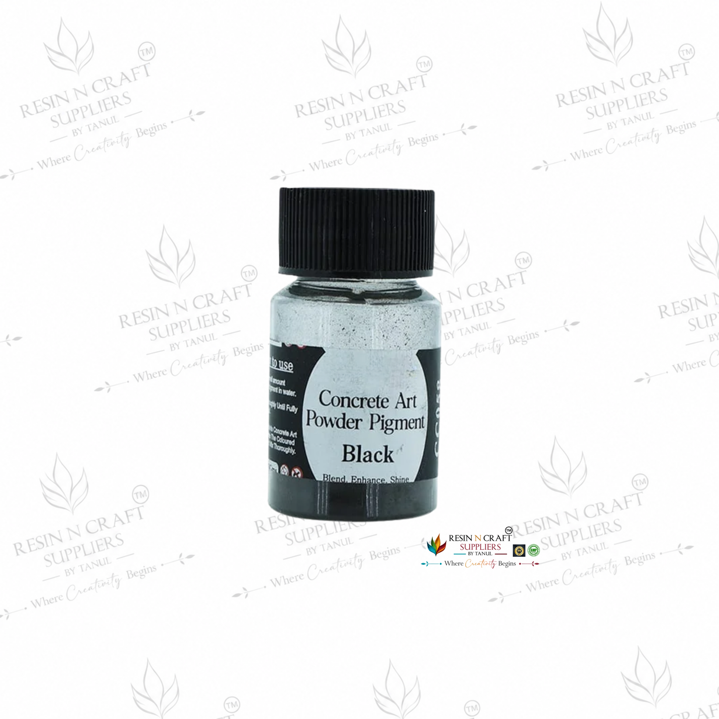 Black Concrete Art Powder Pigment (CC058) | 10 Gram | Premium Concrete & Terra Art Color