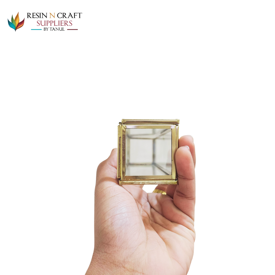 Vintage Glass Card Box – Gold Metal Frame | Premium Display Case