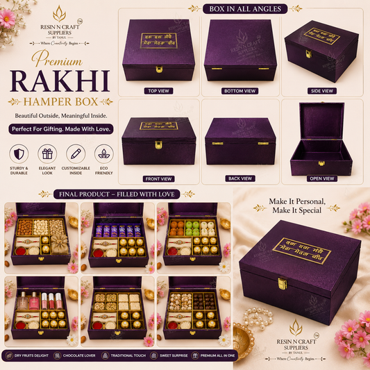 Premium Purple Rakhi Hamper Box | Punjabi Theme Luxury Gift Box   8 Inch × 9.5 Inch × 4 Inch (Deep)