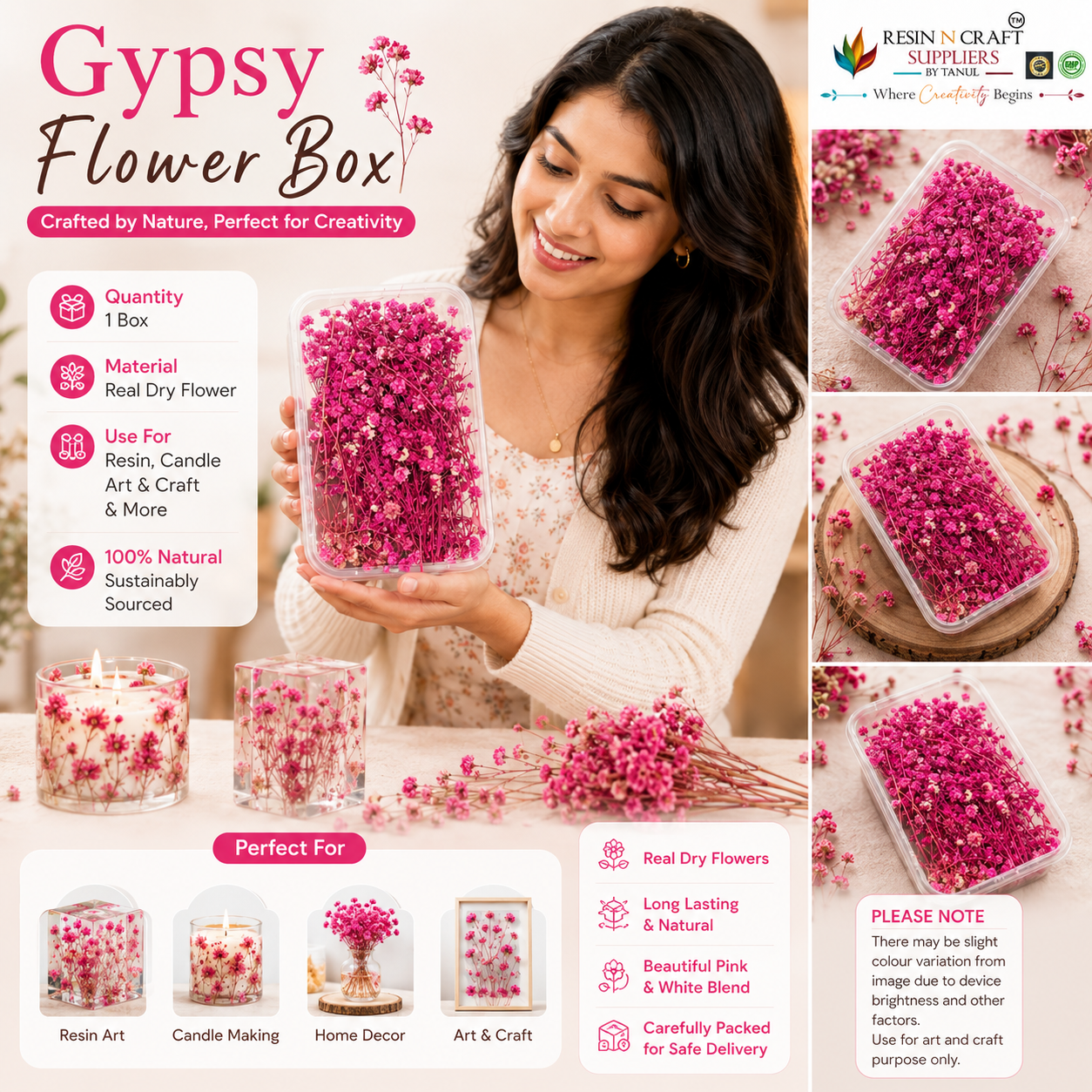 Gypsy Flower Box Purple (Rani Pink Shade) Color