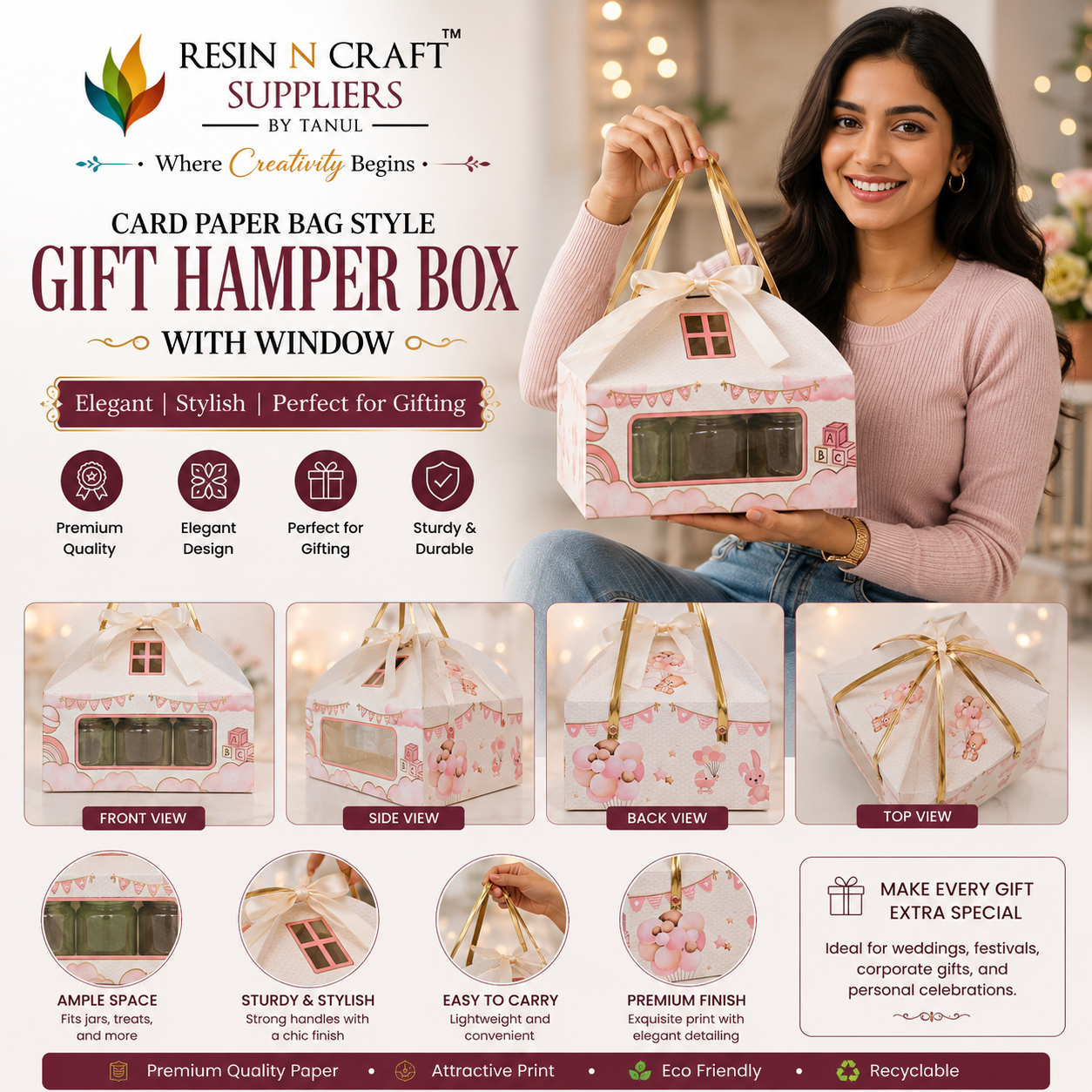 Baby Theme Gift Hamper Box with Window – Card Paper Bag Style