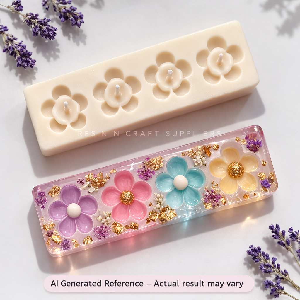 4 Cavity Mini Daisy Flower Silicone Mold (RHBR39-09M)