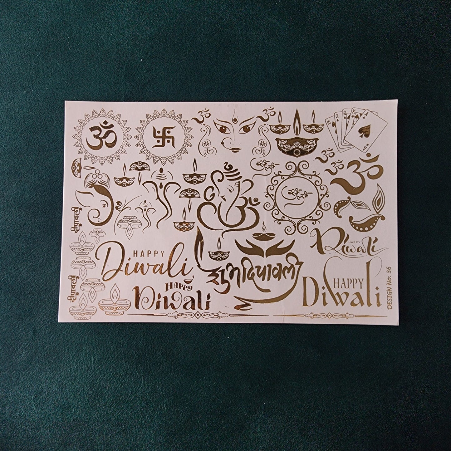 A5 Diwali Embossed Sticker Sheet