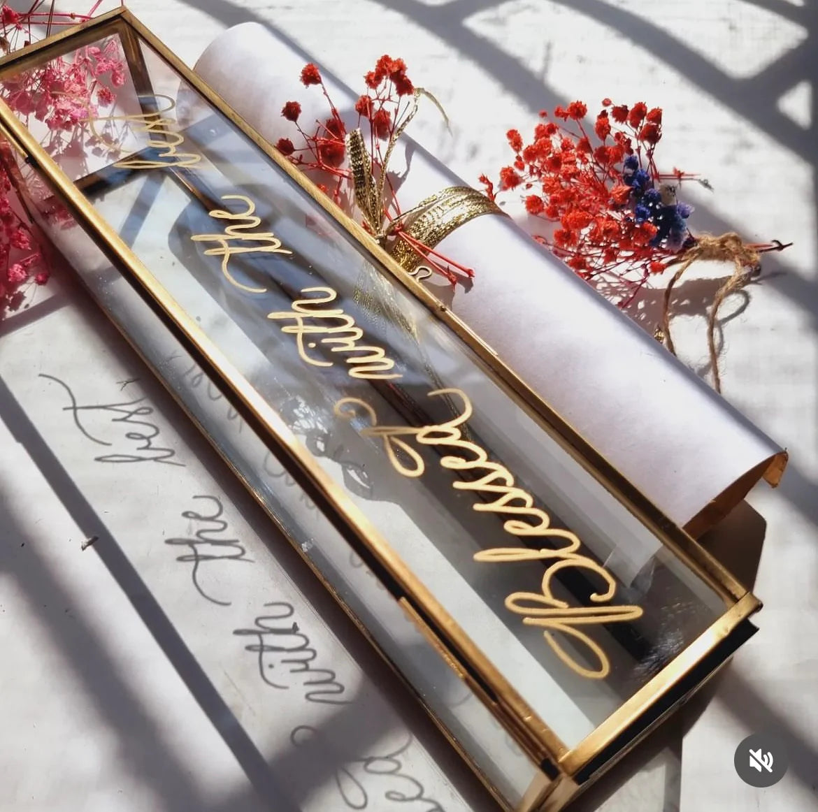 Vintage Glass Card Box – Gold Metal Frame | Premium Display Case