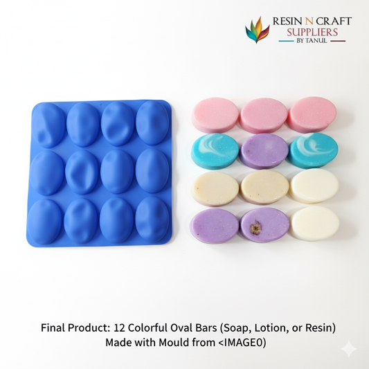 12-Cavity Oval Silicone Soap/Lotion & Candle Bar Mold