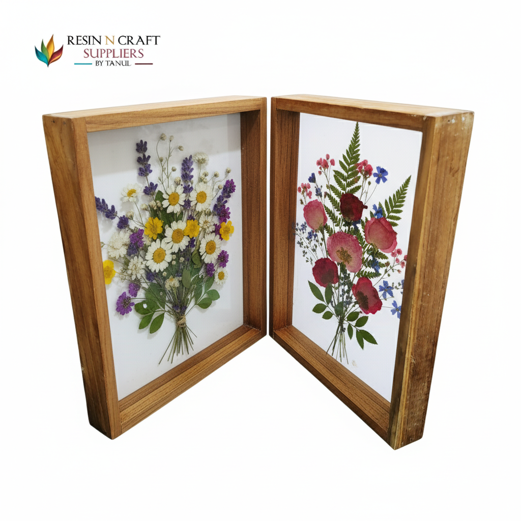 09"X12" Door Floating Acrylic Frames In Teakwood 3.5 cm Deep