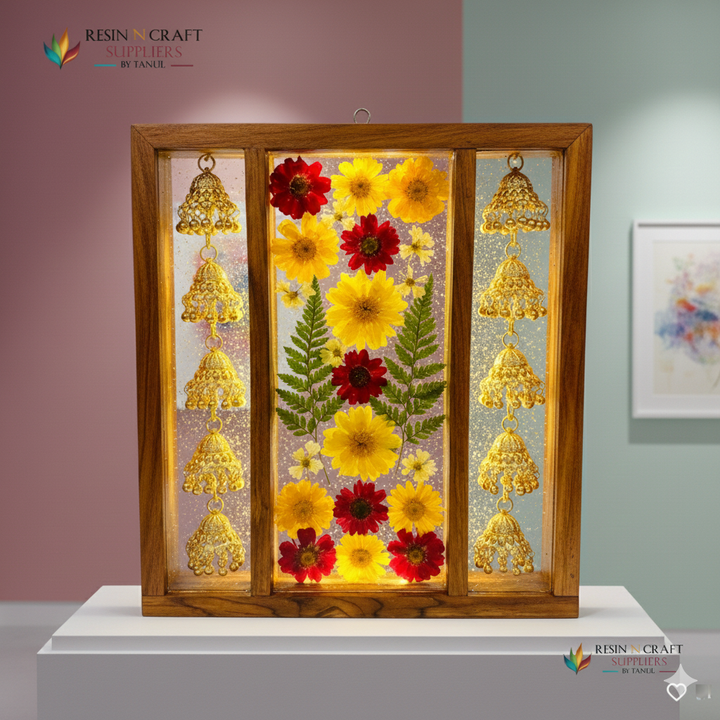 12 X 16 X 2.5 Inch MDF Teakwood (3 Sections) Acrylic Slider 3 side