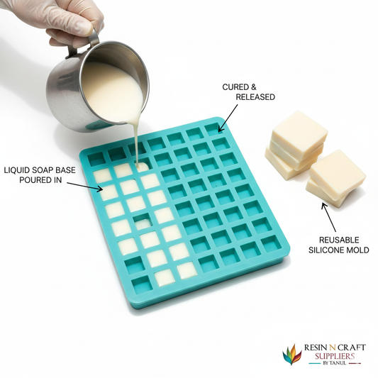64 Cavity Square 15gms silicon soap mould
