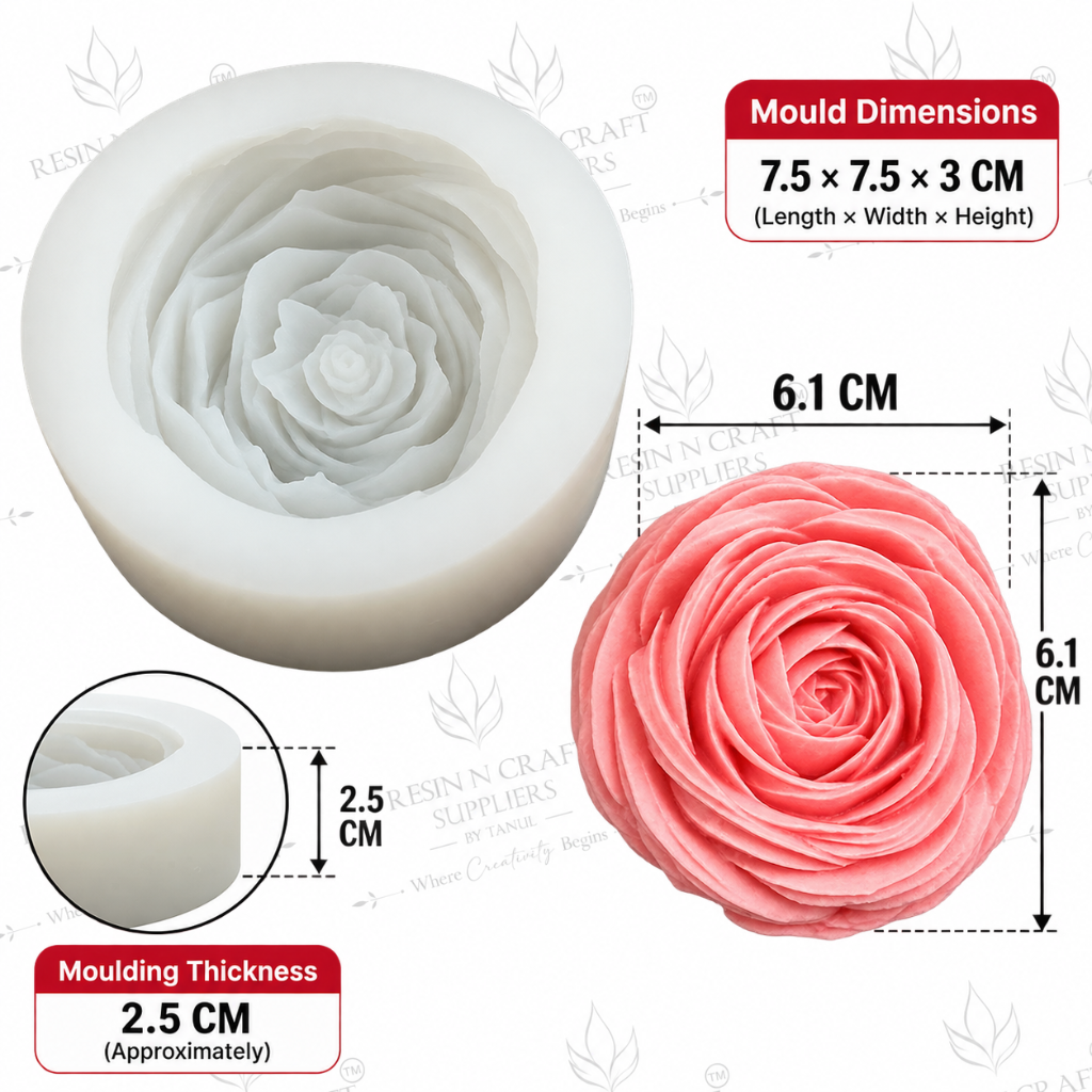 3D Peony Flower Silicone Mould – Handmade Candle, Soap & Resin Art Mould (RHM0045M)