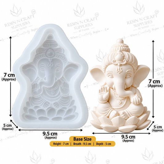 Lord Ganesha Silicone Mould for Resin Art & Idol Making | 7 cm Ganpati Bappa Mould