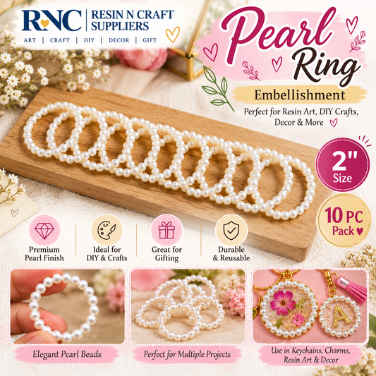 Round Pearl Moti Beads Ring (Approx 2 inch) / White Round Pearl Beads Loop for Resin Art & Jewellery Making 10 pcs pack