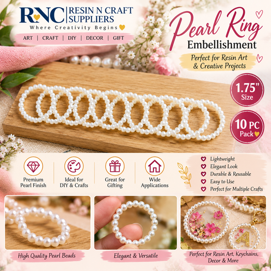 Round Pearl Moti Beads Ring (Approx 1.5 inch) / White Round Pearl Beads Loop for Resin Art & Jewellery Making 10 pcs pack