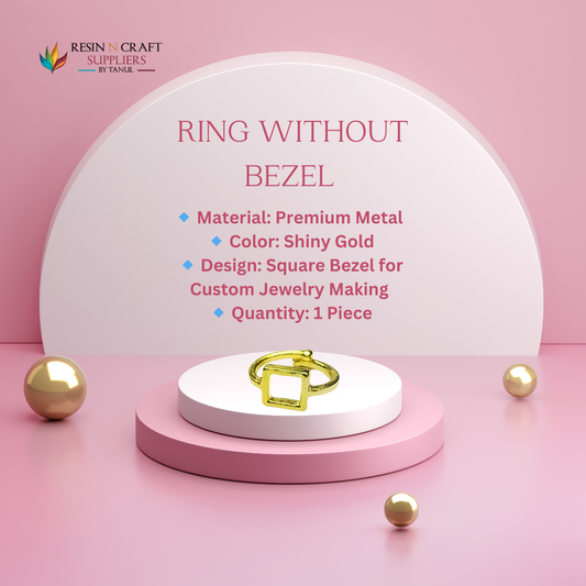 Mini Square Golden Finger Ring Bezel
