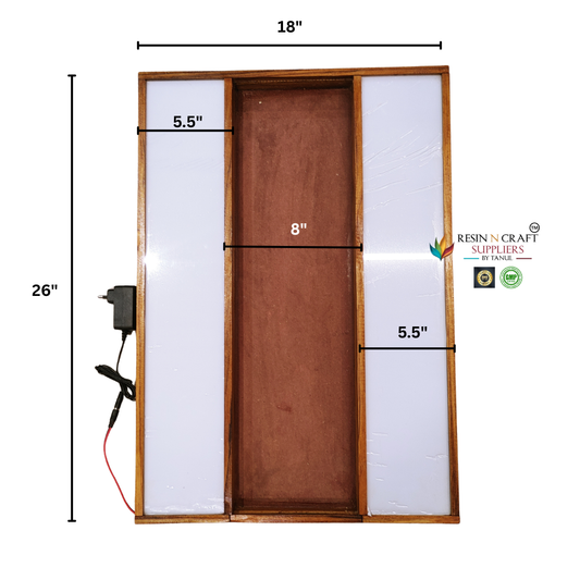 18" x 26" Teakwood Frame With Acrylic Slider, LED Light & MDF Base