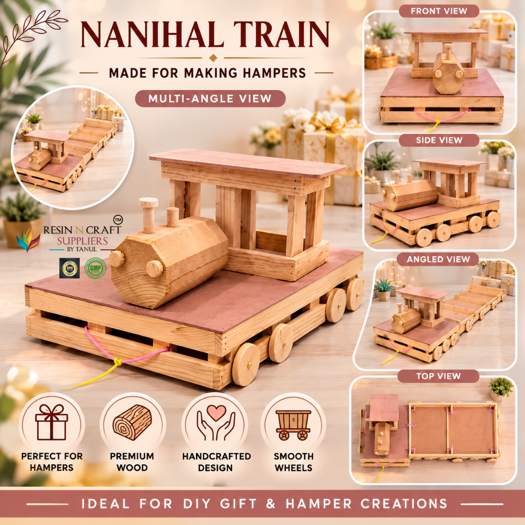 Nanihal Wooden Hamper Train Set With 4 Trays & Decorative Engine