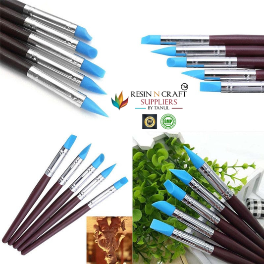 Silicon Brush Blue Tip With Wooden Handle
