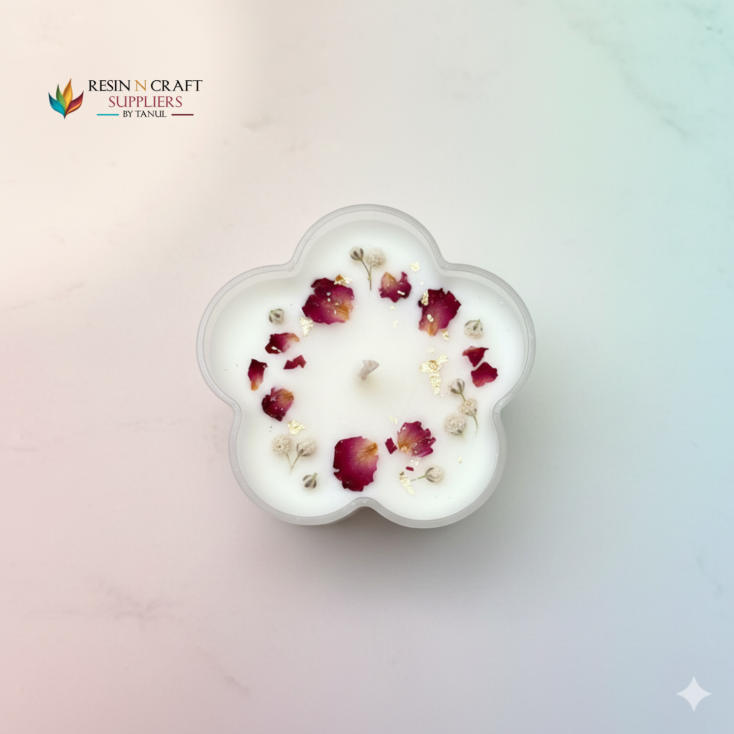 Polycarbonate Holder For Candle – Flower Design (4 × 4.5 × 1.5 cm) – RPM138