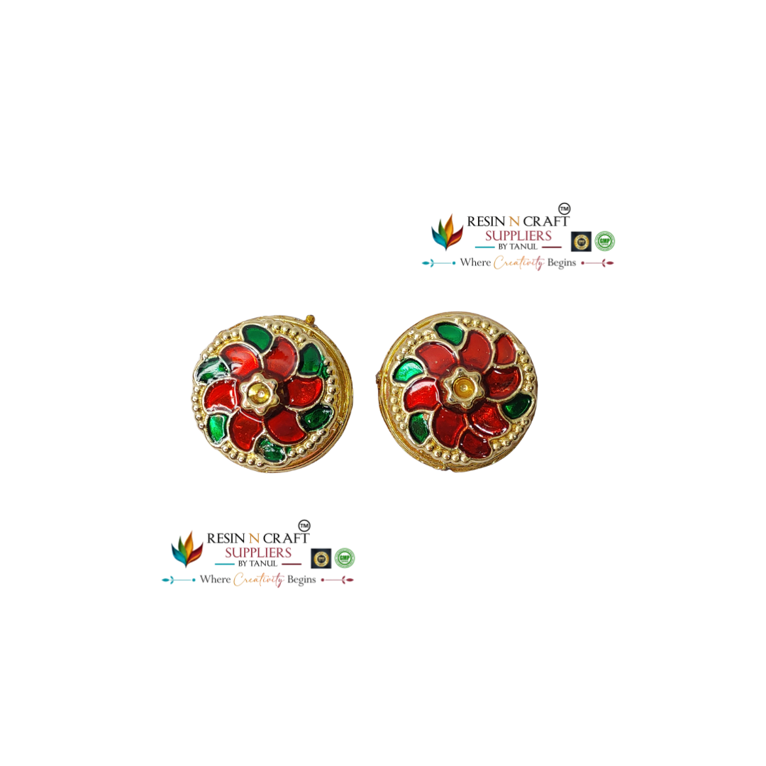 Round Big Katori / Kumkum Vati / Kum Kum Bowl / Decorative Bowl with Cap (Design 7)