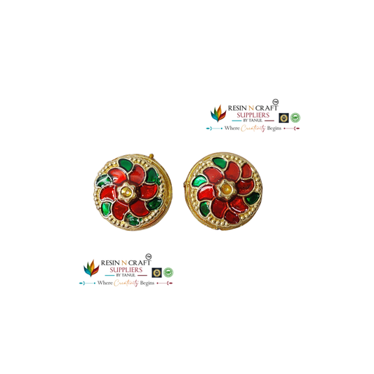 Round Big Katori / Kumkum Vati / Kum Kum Bowl / Decorative Bowl with Cap (Design 7)