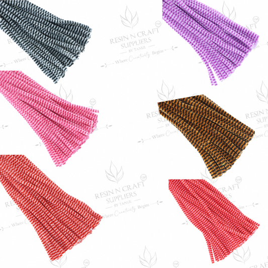 Chenille Stripe Pipe Cleaners (100 pc approx pack) (Different Color)