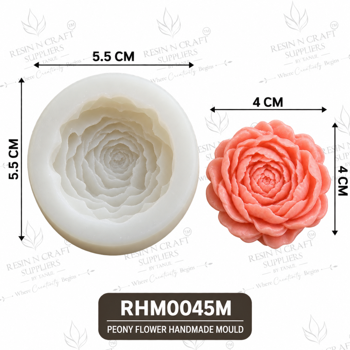 3D Peony Flower Silicone Mould – 5.5 CM | Peony Mould for Resin Art, Candle Making & DIY Crafts