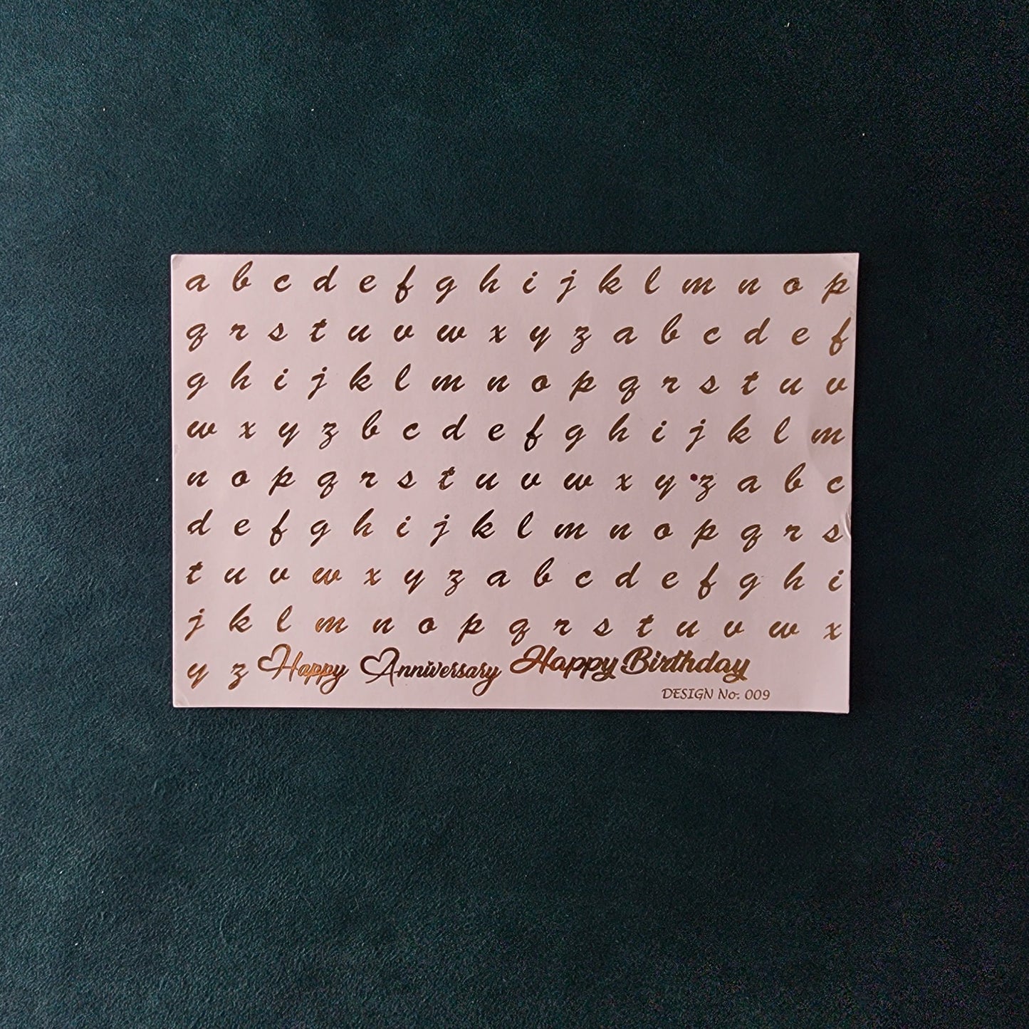 A5 Small Alphabet Embossed Sticker Sheet.