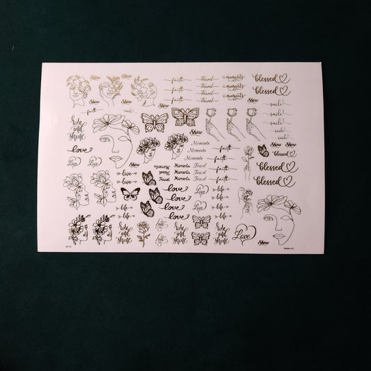 A5 Lady Line Embossed Sticker Sheet.