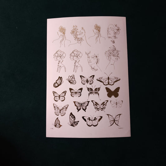 A5 Lady Line Embossed Sticker Sheet.