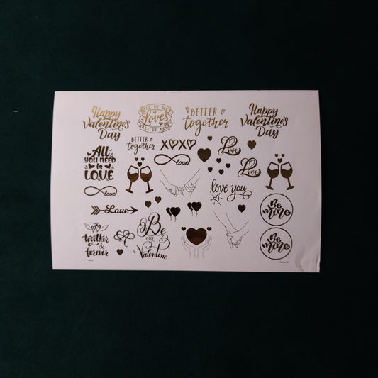 A5 Love Embossed Sticker Sheet.