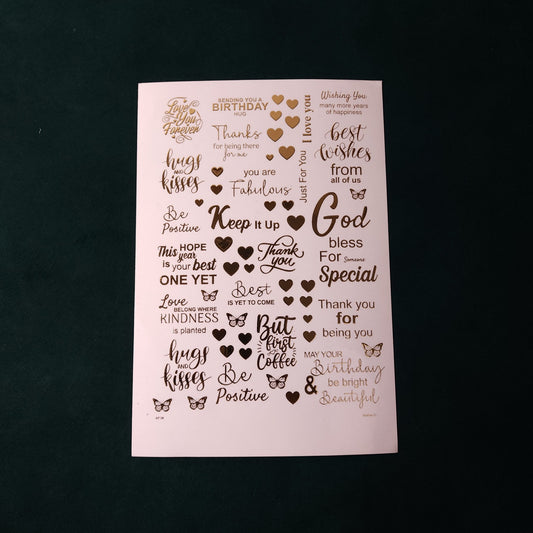 A5 Love Embossed Sticker Sheet.