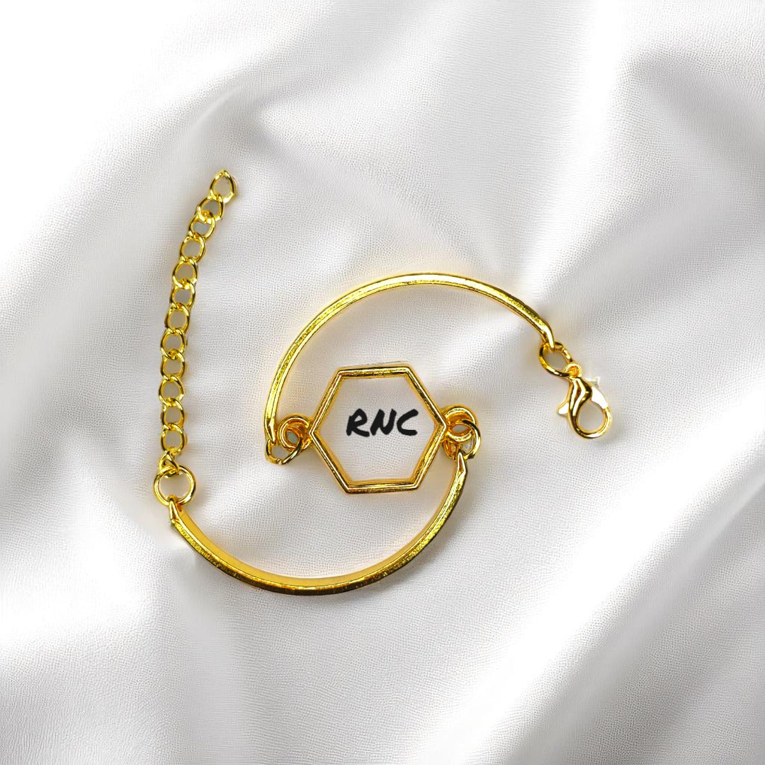 Gold Bracelet with Hexagon Bezel