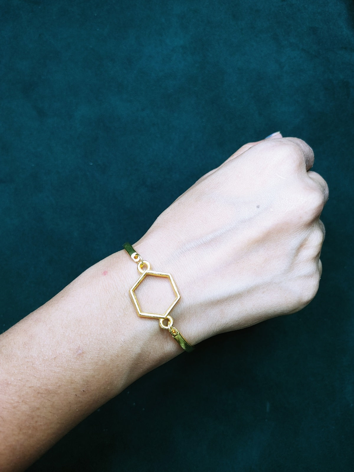 Gold Bracelet with Hexagon Bezel