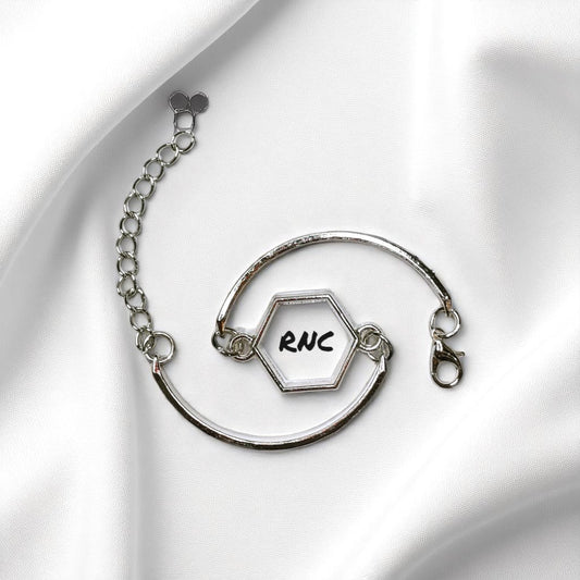 Silver Bracelet with Hexagon Bezel
