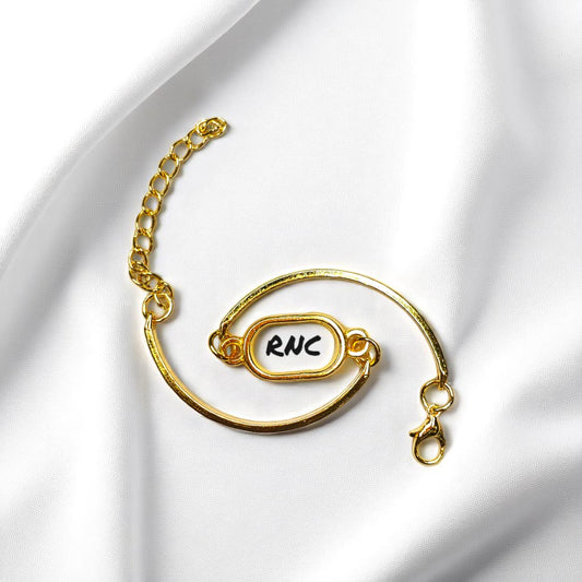 Gold Bracelet with Small Oval Bezel