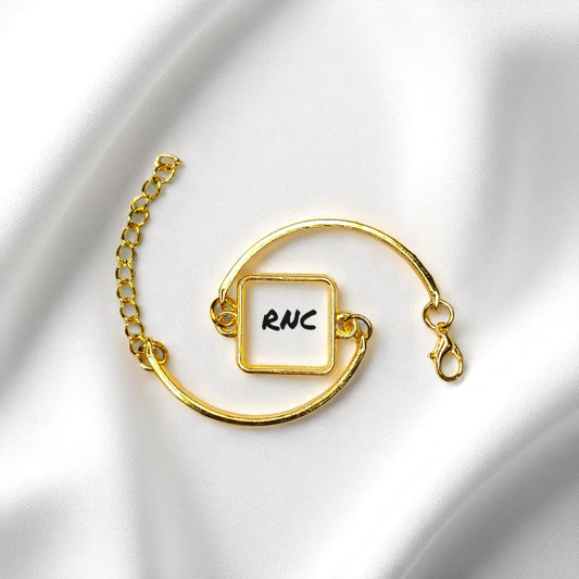 Gold Bracelet with Square Bezel