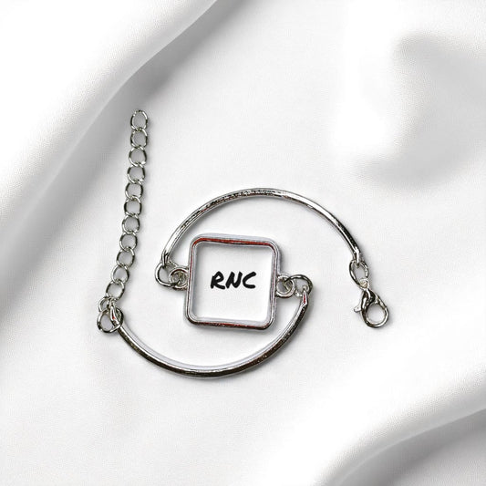 Silver Bracelet with Square Bezel